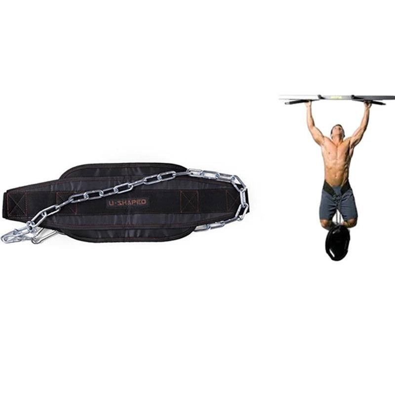 Black Thicken Fitness Weight Belt with Chain Dipping Belt for Lifting Pull Up Chin Up Kettlebell Barbel Bodybuilding Gym Belts Peaceful Pleasures Health and Wellness