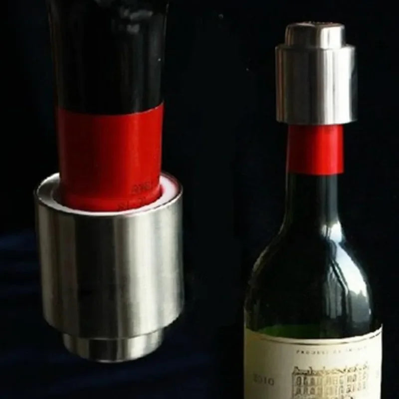 2PCS Stainless Steel Wine Bottle Stopper Vacuum Red Wine Cap Sealer Fresh Keeper Bar Tools Bottle Cover Kitchen Accessories Peaceful Pleasures Health and Wellness