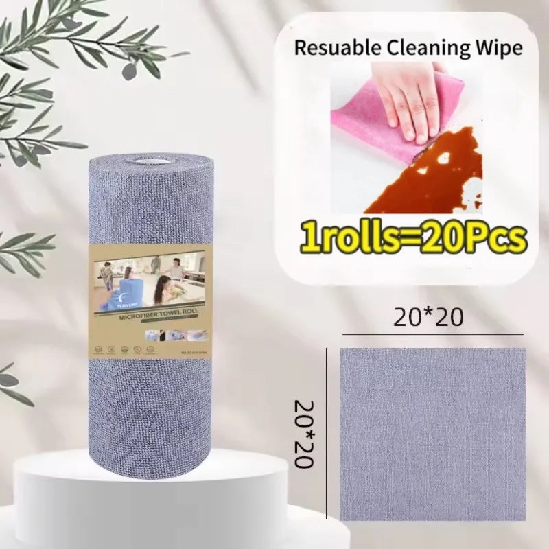 Reusable Microfiber Cleaning Cloth Roll – 20 Sheet Paper Towel Replacement