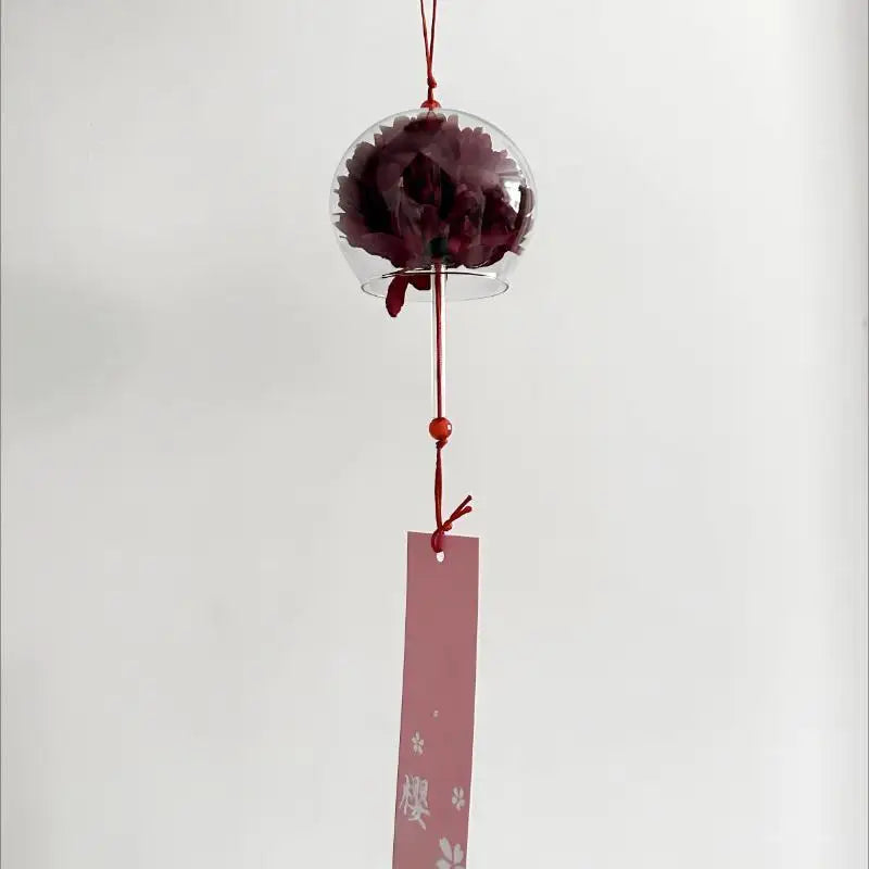 Japanese Glass Wind Chime with Artificial Flower | Home Decor Glass Wind Chime Peaceful Pleasures Health and Wellness G