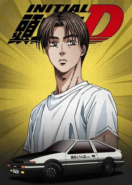 Initial D AE86 Takumi Anime Canvas Wall Art | Drift Car Poster