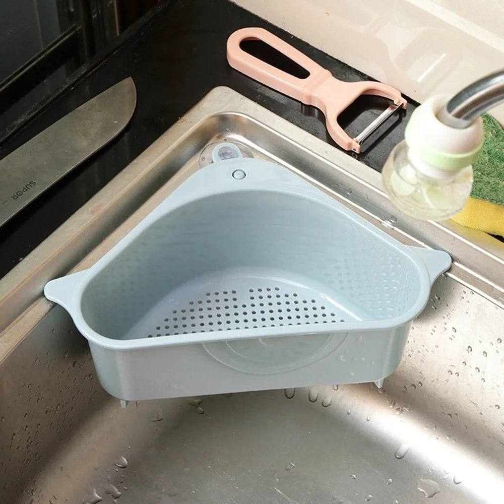 Kitchen Triangular Sink Strainer Drain Fruit Vegetable Drainer Sponge