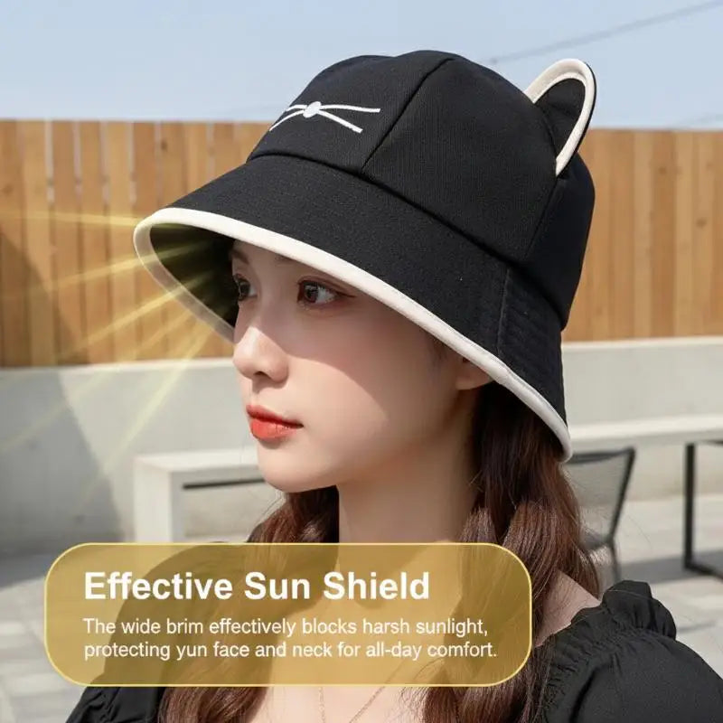 Cat Ear Bucket Hat – Women's Wide Brim UV Sun Hat