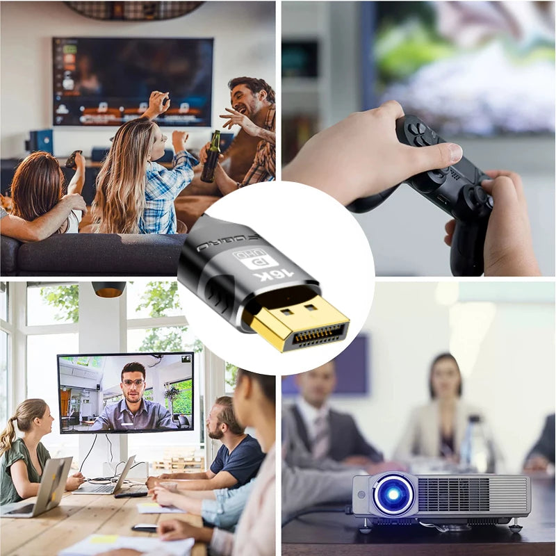 16K DP 2.1 8K@120Hz 4K@240Hz 80Gbps HDR Video Audio Displayport Cable Display Port for Laptop TV Xbox Projector Gaming Monitor Peaceful Pleasures Health and Wellness