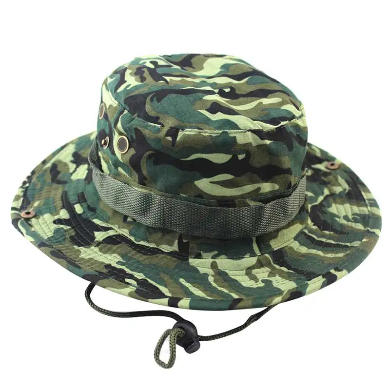 Newest Camouflage Outdoor Fishing Caps Mountaineering Round Boonie Hats Summer Military Camping fisherman Men Sun Protection Hat Peaceful Pleasures Health and Wellness G