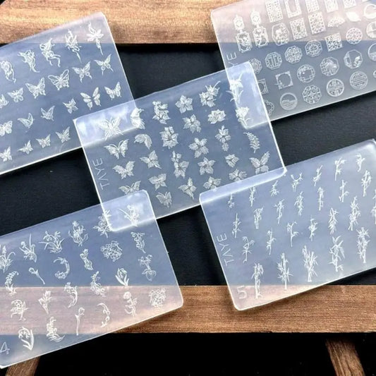 Vintage Flower Design 3D Nail Art Butterfly Mold, DIY Clear Silicone, Floral Frame Relief Manicure Tool Peaceful Pleasures Health and Wellness