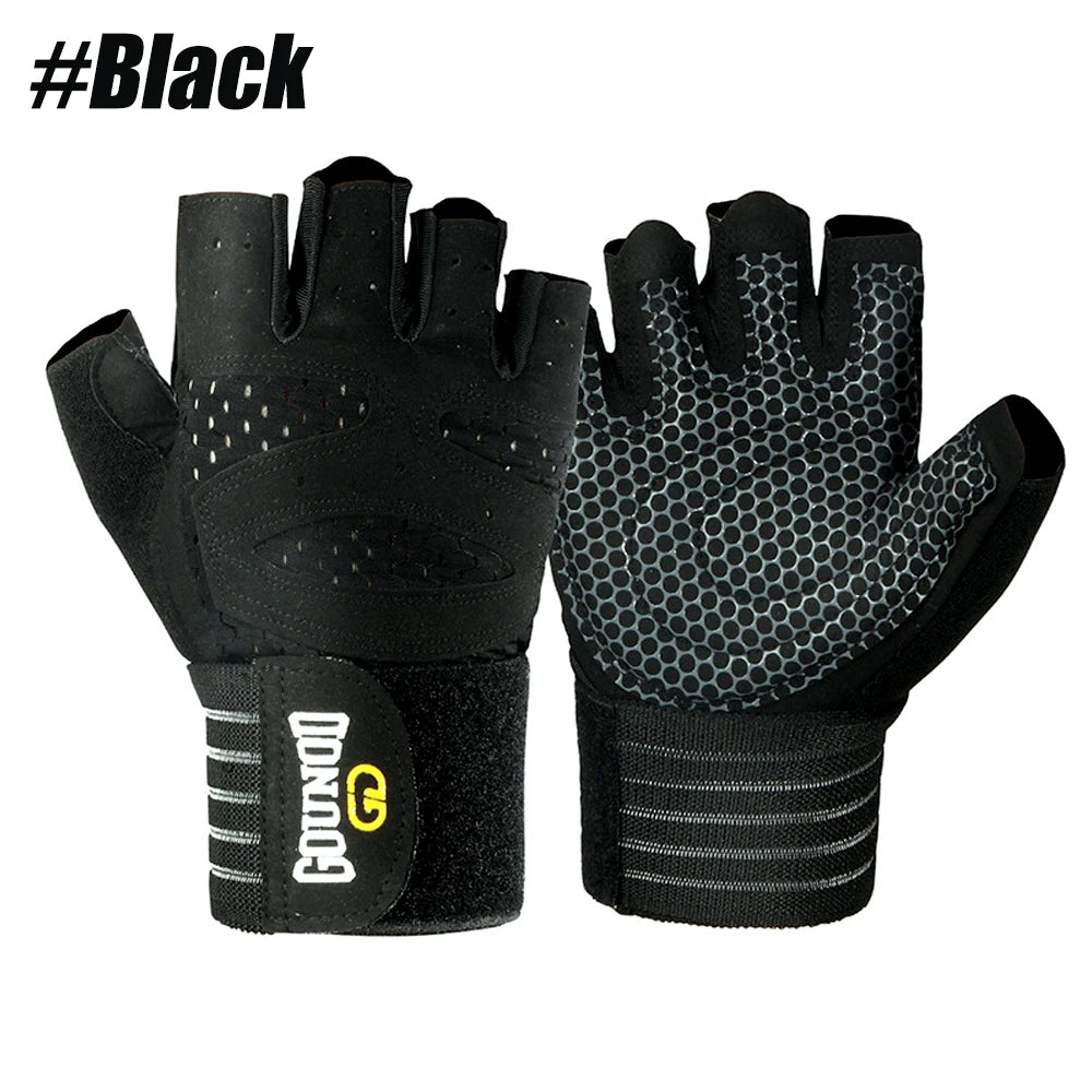 Padded Workout Gloves with Wrist Wraps – Men & Women Weight Lifting Gloves Peaceful Pleasures Health and Wellness Black-1Pair XL