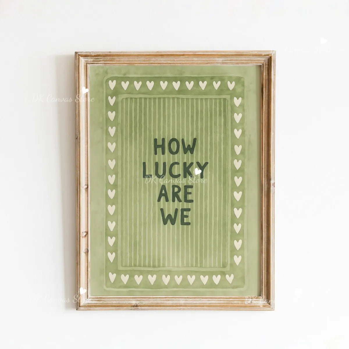 "How Lucky Are We" Quote Canvas Print Poster Modern Heart Stripe Art Prints Bedroom Living Room Wall Art Home Decor Poster Peaceful Pleasures Health and Wellness D 40x60cm