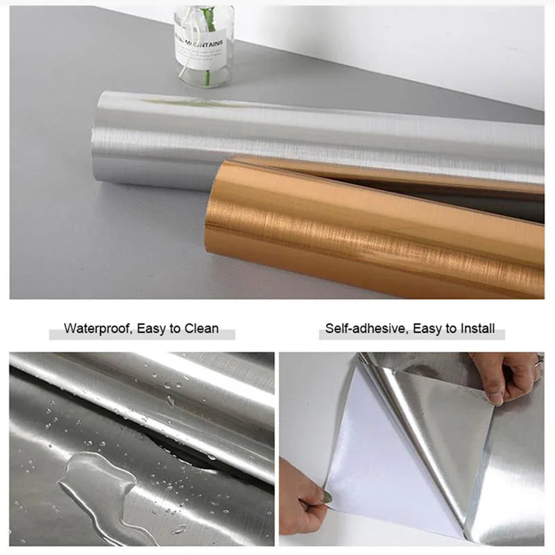 Brushed Steel Contact Paper – Peel & Stick Kitchen Wallpaper