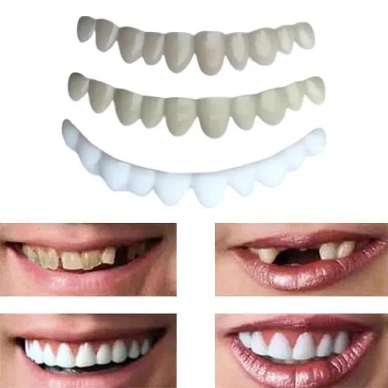 New Dental Fake Teeth Denture Veneers Temporary Upper Lower Snap Brace Flexible Comfort Fit False Tooth Repair Filling Materials Peaceful Pleasures Health and Wellness