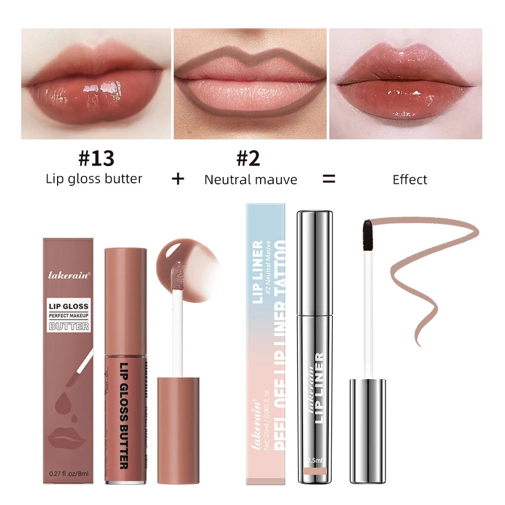 Highly Pigmented Lip Liner And Butter Non-stick Cup Lip Gloss Tattoo Matte Lip Liner Lasting Lip Stain Waterproof Lip Gloss Peaceful Pleasures Health and Wellness set B