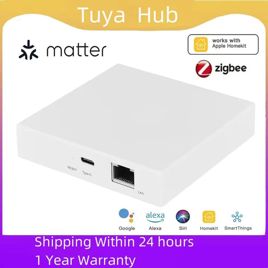 Tuya Matter Thread Hub Zigbee Smart Home Bridge Matter Gateway Hub Siri voice control Homekit Smartthings Google Alexa Peaceful Pleasures Health and Wellness