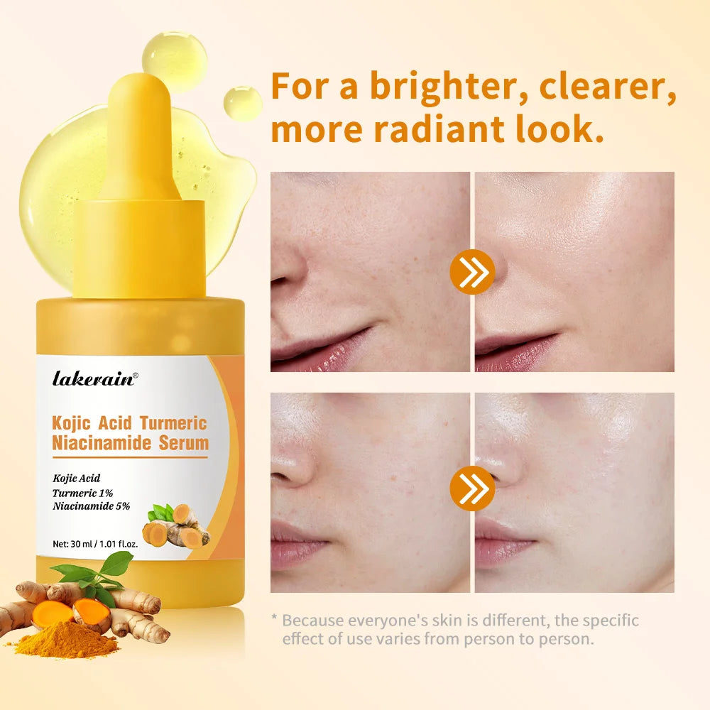 Kojic Acid Turmeric Serum Niacinamide Glow Capsules Brightening Hydration Balancing Skin Barrier Soothing Troubled Facial Care Peaceful Pleasures Health and Wellness