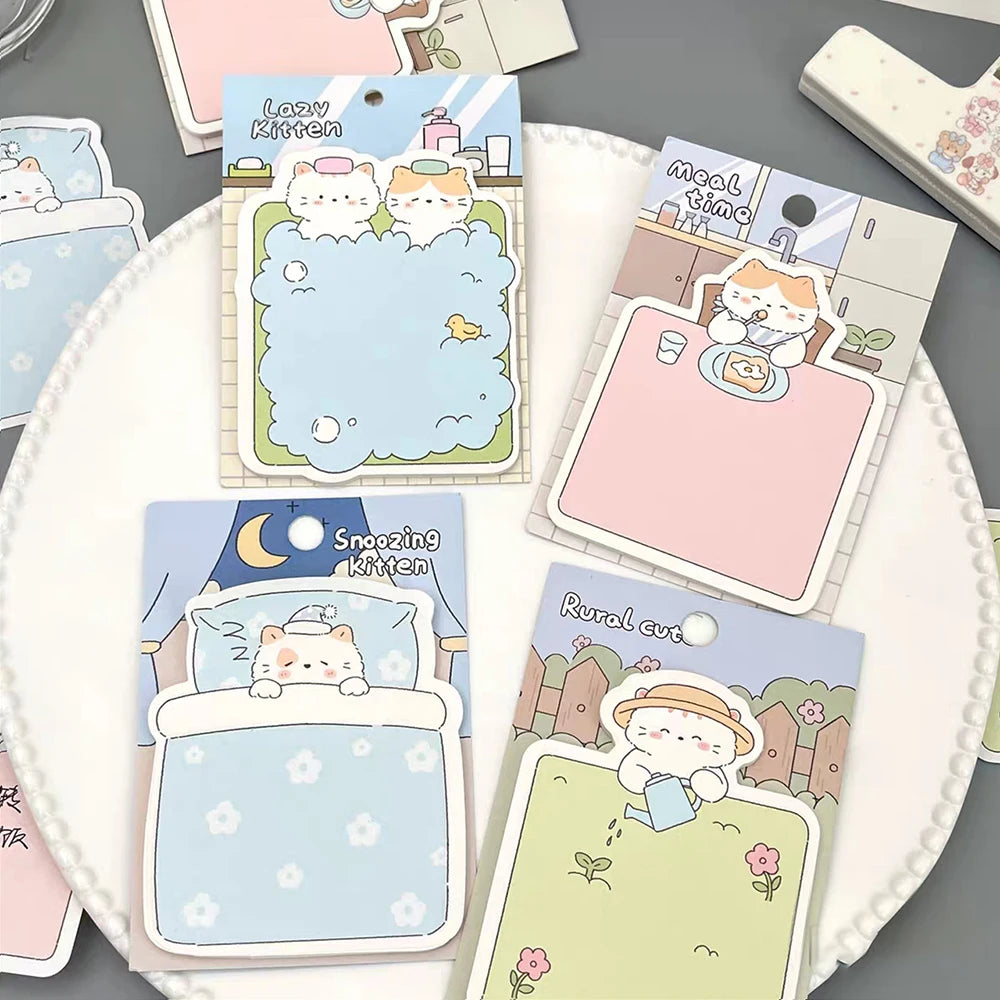 Cute Cat Illustration Sticky Notes Time Paradise Series