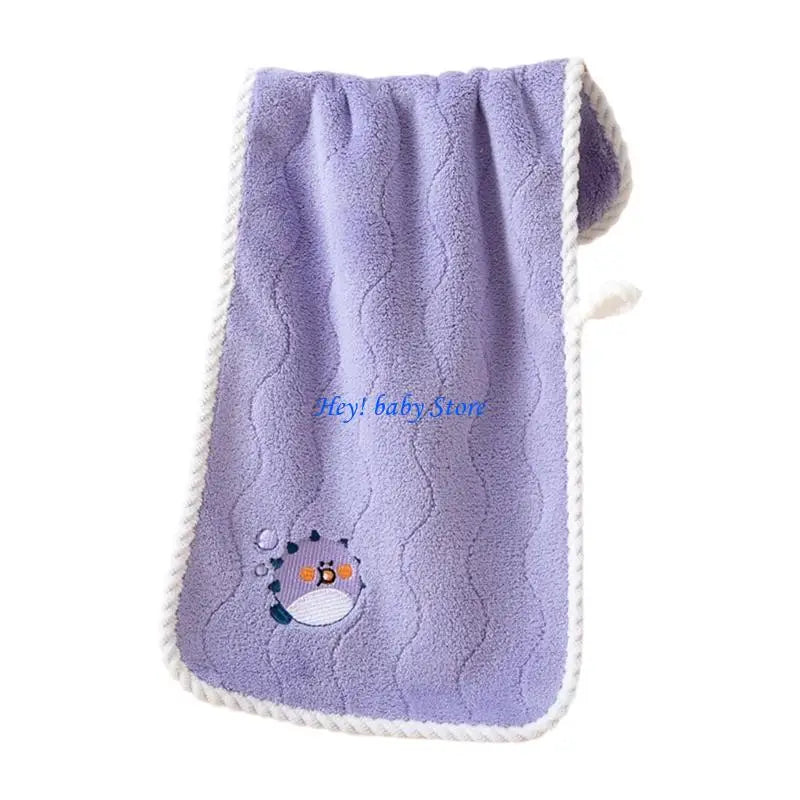 Kids Coral Fleece Hand Towel – Soft Animal Print for Toddlers