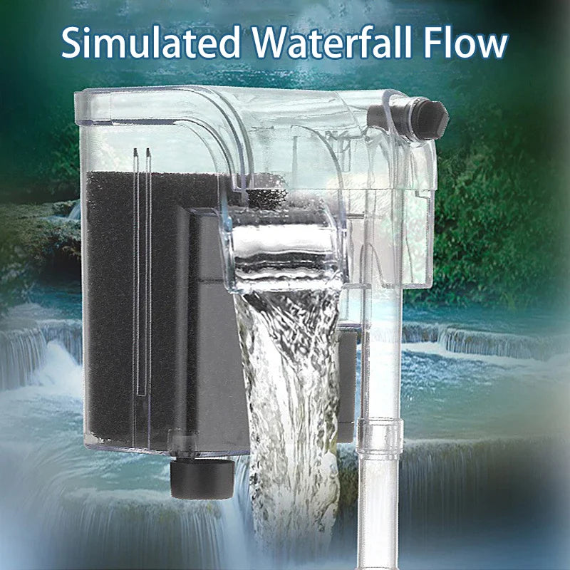 Wall-Mounted Aquarium Waterfall Filter | USB Hang-On Tank Pump