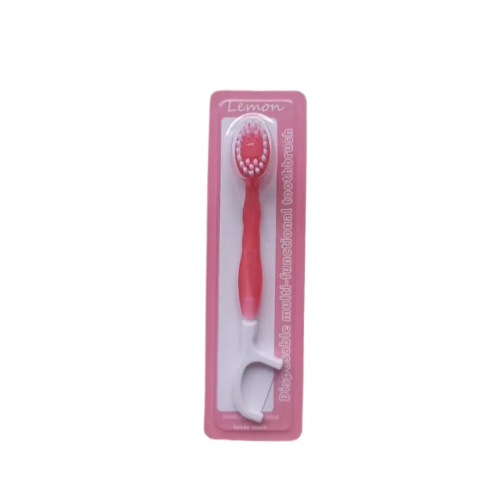 Portable Travel Toothbrush Set Disposable Mini Toothbrushes with Toothpaste Tongue Scraper Flosses Kit Disposable Toothbrush Peaceful Pleasures Health and Wellness pink