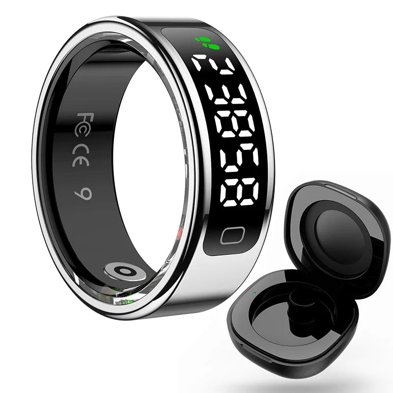 R11C Smart Ring Men Women Display Screen Gesture Swipe Video Smartring Waterproof Heart Rate Sleep Monitor Qring for Android IOS Peaceful Pleasures Health and Wellness Silver 12