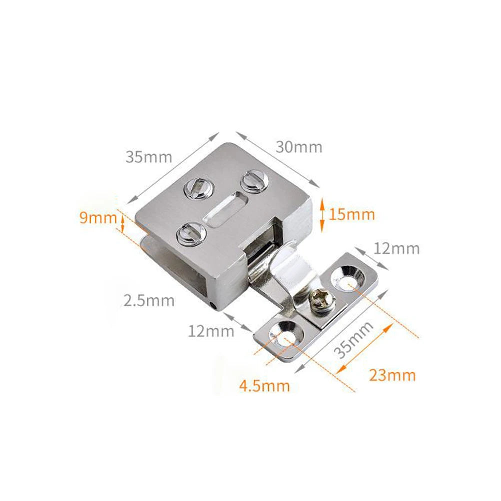 Glass Door Hinge Cupboard Display Cabinet Gate Clamp Punch-free Wine
