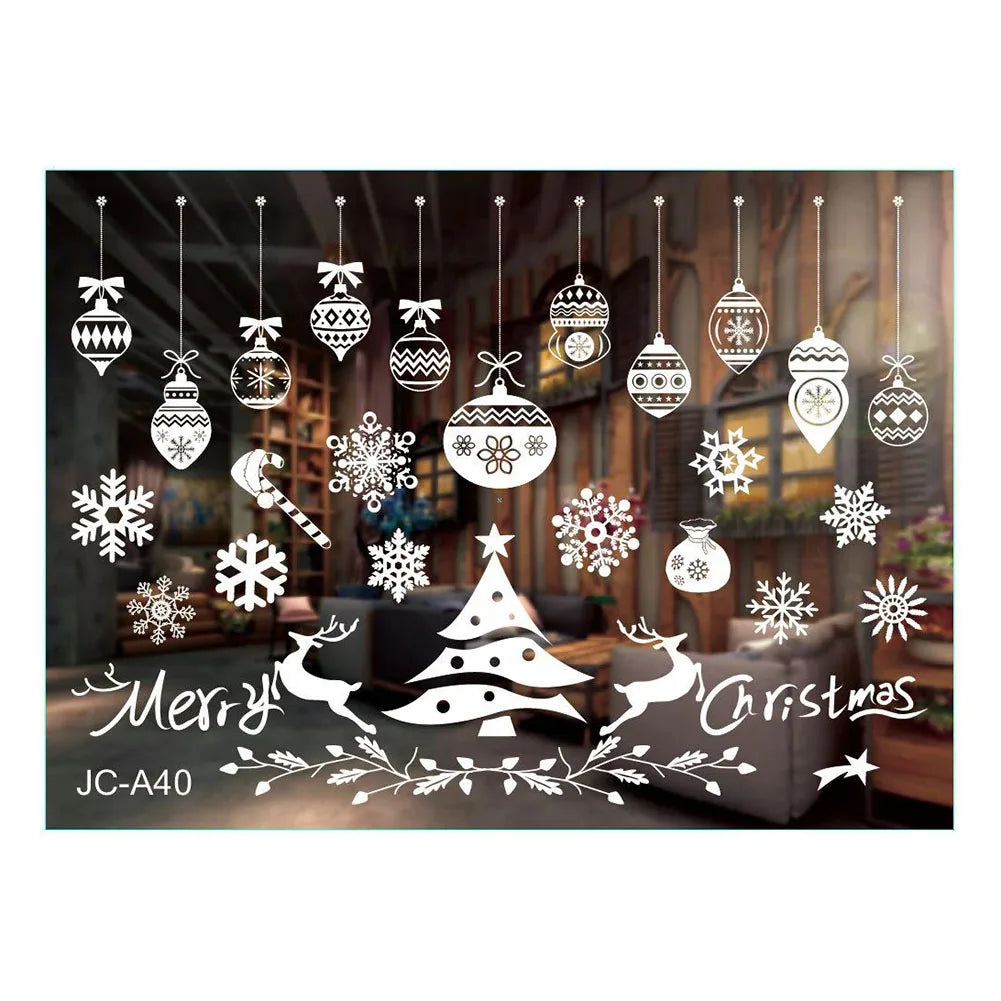 Christmas Window Clings – Snowflake & Reindeer Static Decals