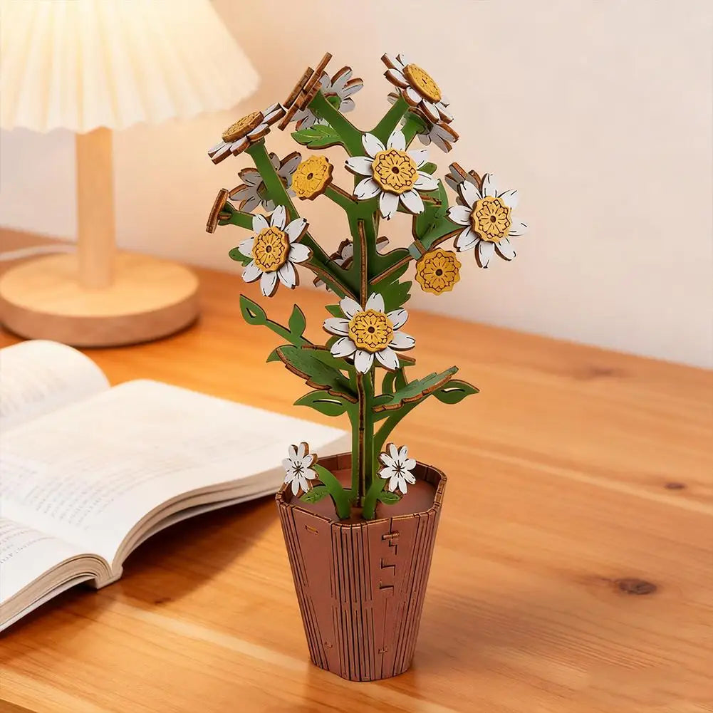3D Wooden Flower Puzzle Kit for DIY Home Decoration Peaceful Pleasures Health and Wellness