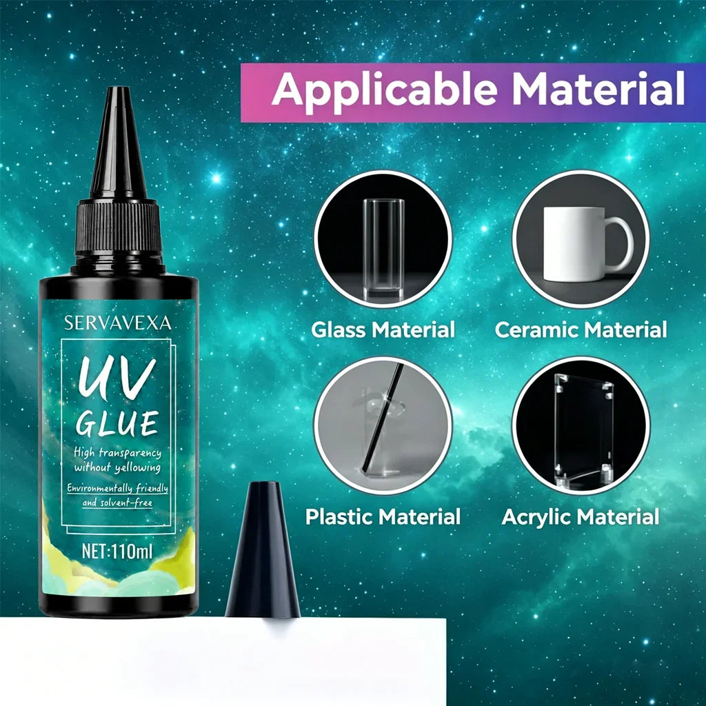 UV Resin Kit – Crystal Clear Fast-Cure Glue with UV Lamp & Brush