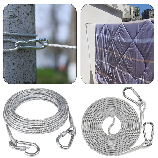 Stainless Steel Clothesline Wire Rope – Adjustable 1–9m Outdoor Clothesline Wire Rope Oasis Select