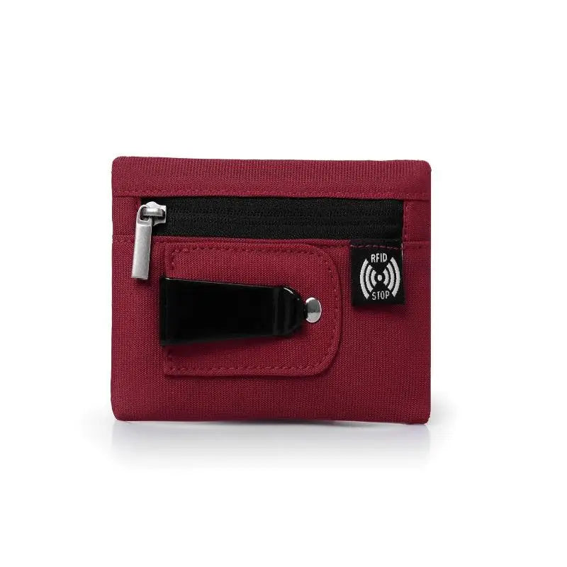 RFID Slim Nylon Wallet with Zipper & Carabiner Clip