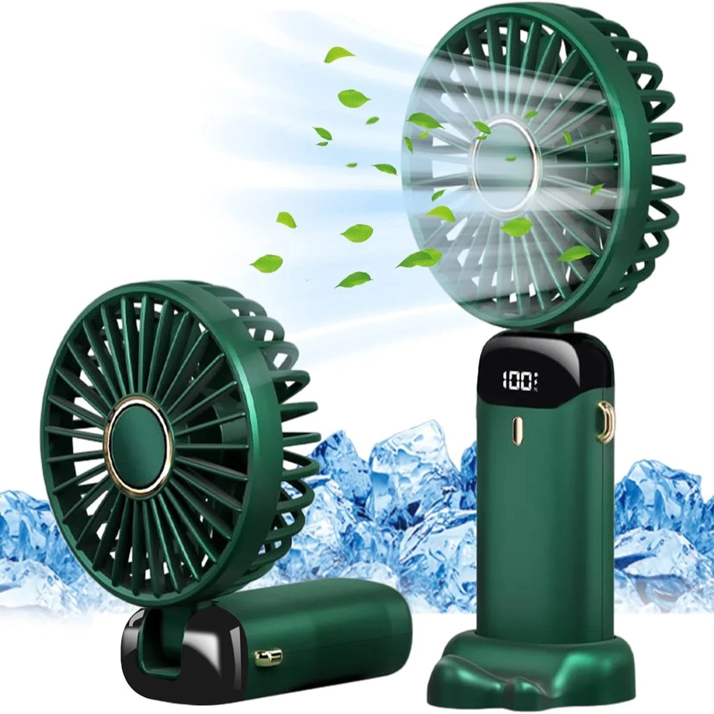N15 Foldable USB Rechargeable Mini Fan with LED Display & Base