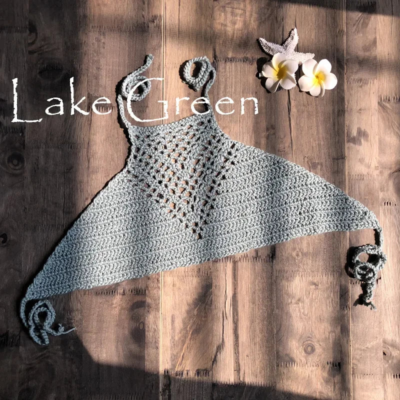 Handmade Crochet Wrap Neck Bikini Top | Beach Swimwear
