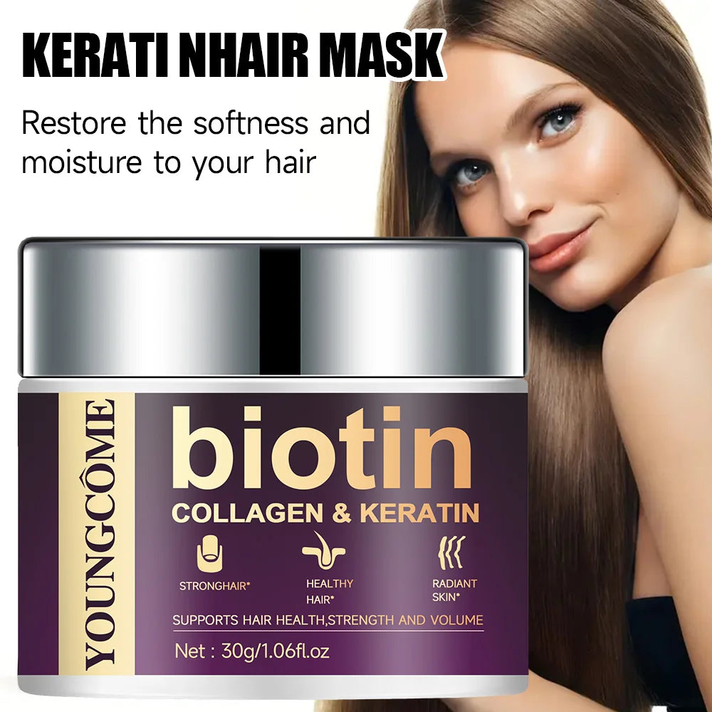 YOUNGCOME Biotin Hair Mask – Collagen & Keratin Frizz Repair Keratin Hair Mask Peaceful Pleasures Health and Wellness