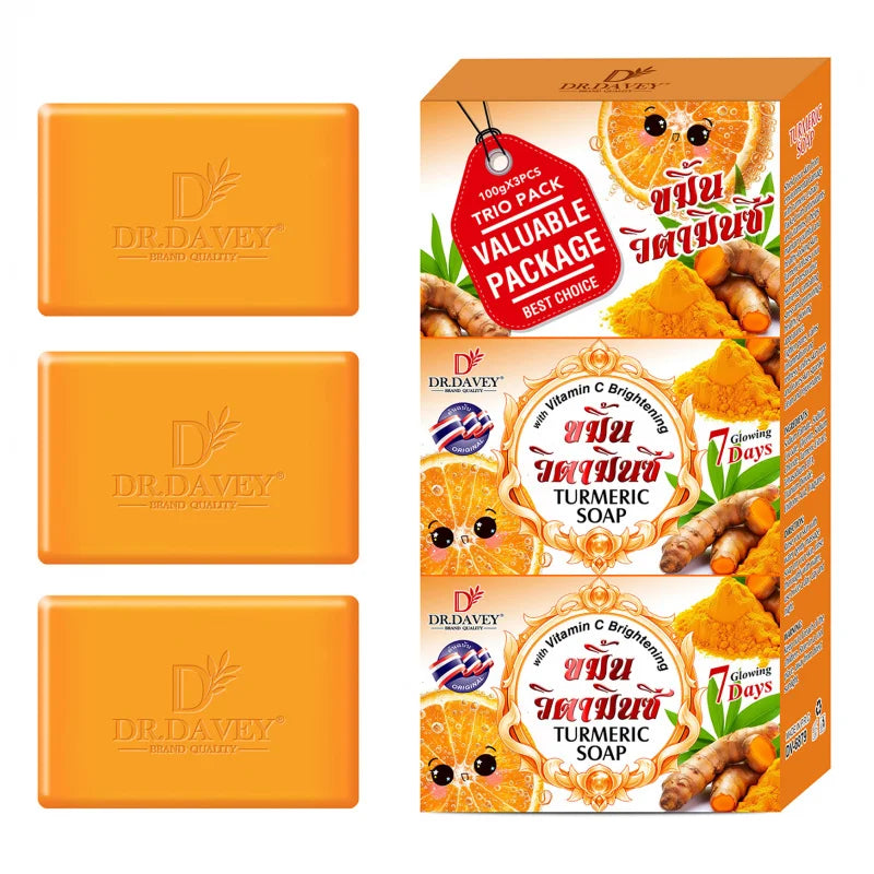 3pcs Turmeric Soap Cleansing and moisturizing handmade soap for bathing, face washing, and skin moisturization Peaceful Pleasures Health and Wellness