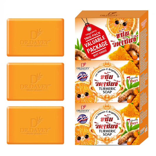 3pcs Turmeric Soap Cleansing and moisturizing handmade soap for bathing, face washing, and skin moisturization Peaceful Pleasures Health and Wellness