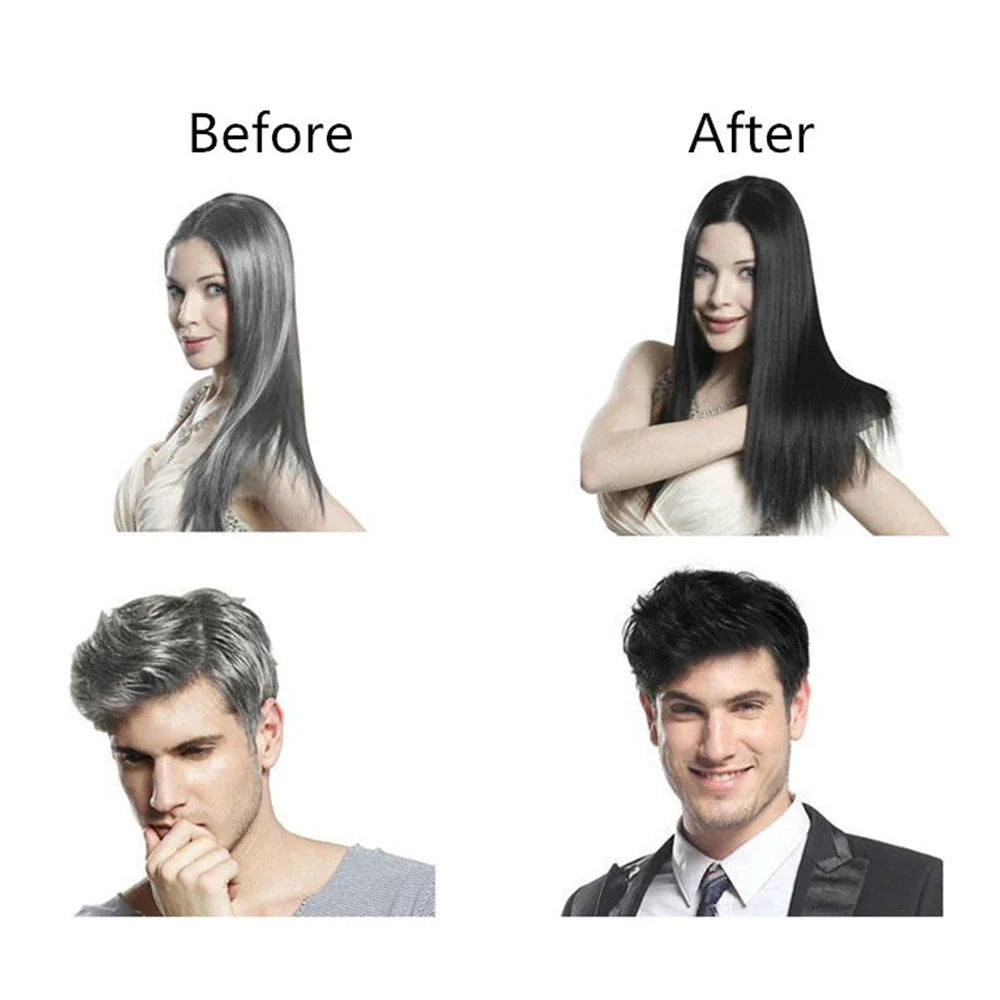 10-Pack Herbal Black Hair Color Shampoo – Natural Darkening