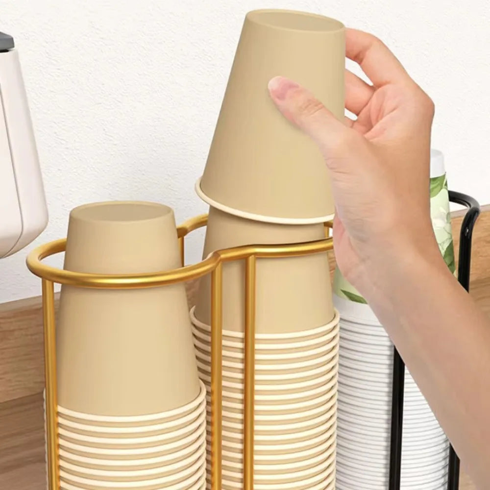 1pc Luxury Disposable Cup Storage Holder Water Tea Cups Dispenser Rack Shelf with Longer Stick Mug Display Stand Home Organizer Peaceful Pleasures Health and Wellness