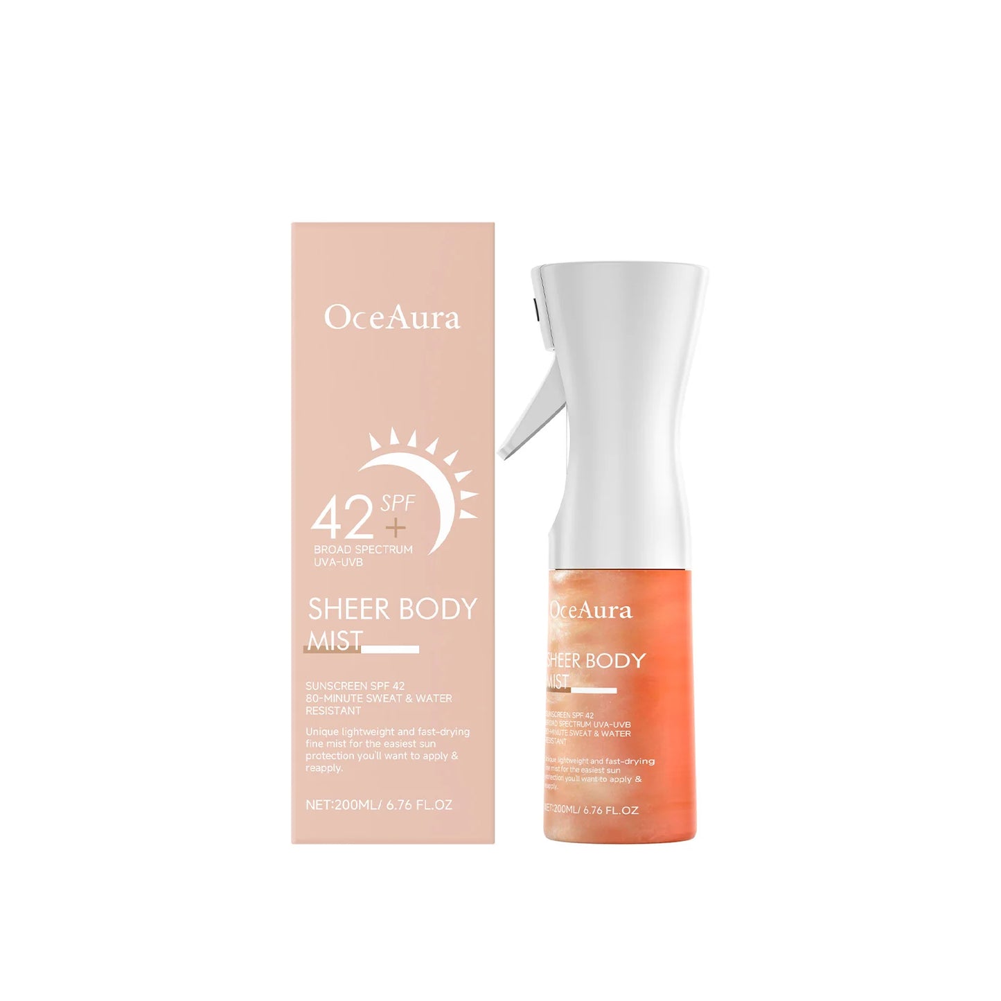 OceAura Sunscreen Spray with SPF42 Anti UV Protection Sunburn Prevention Oil Control Lasting Waterproof Moisturizing Sun Cream ﻿ Peaceful Pleasures Health and Wellness 200ml Boxed