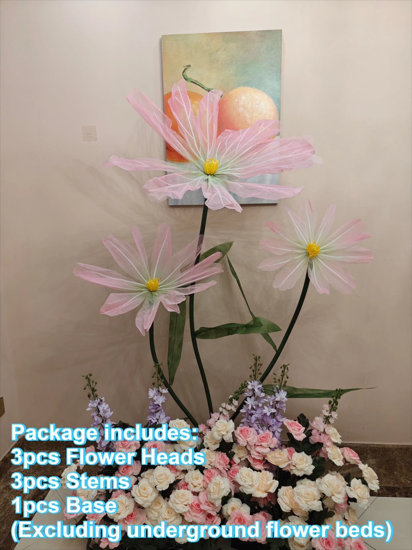 Artificial Silk Poppy Flower Wedding Backdrop Stand 40–80cm
