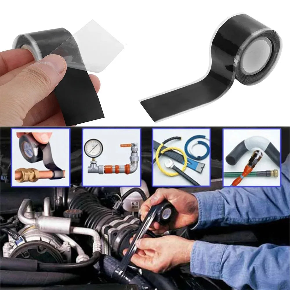1.5/3M Length Multi-Purpose Self-Adhesive Strong Black Rubber Silicone Repair Waterproof Bonding Tape Rescue Self Fusing Wire Peaceful Pleasures Health and Wellness