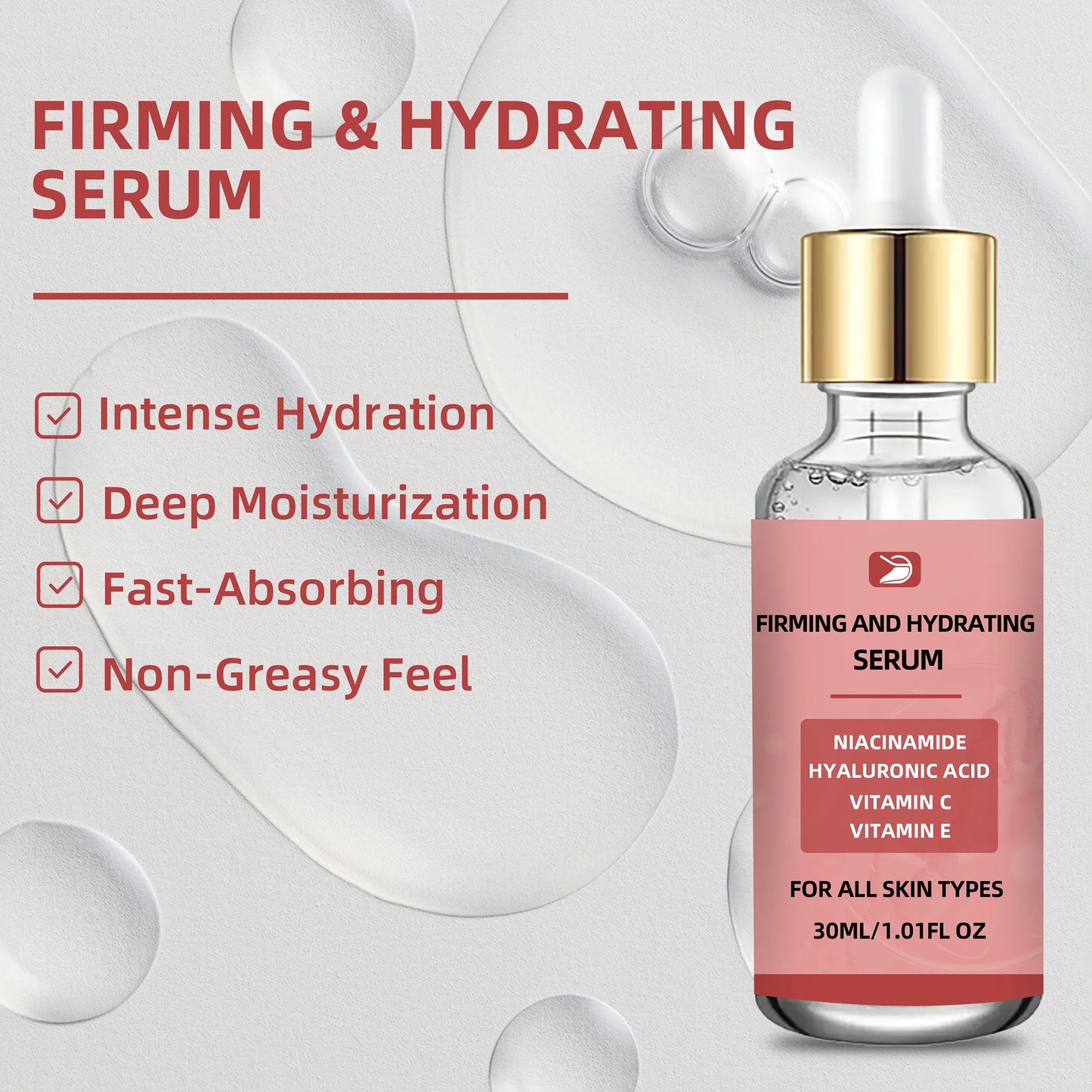 Ottilavie Firming & Hydrating Serum with Moisture Complex. Oil-free, deep moisturizing for face & neck. All skin types,day&night Peaceful Pleasures Health and Wellness