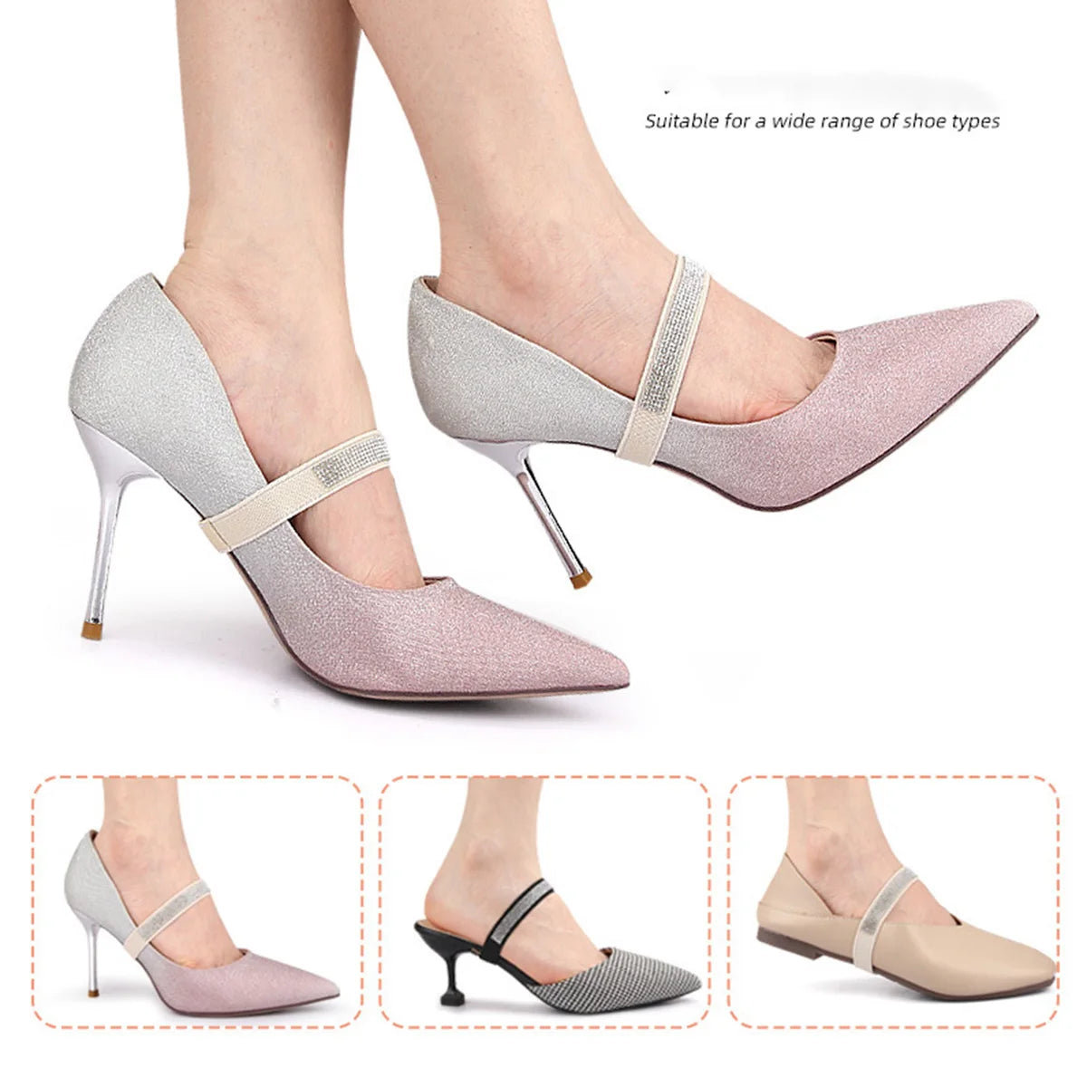 1 Pair Diamond Anti-Drop Heel Straps Portable Fixed Shoelaces,7 Colors Elastic Harness Shoelaces Peaceful Pleasures Health and Wellness