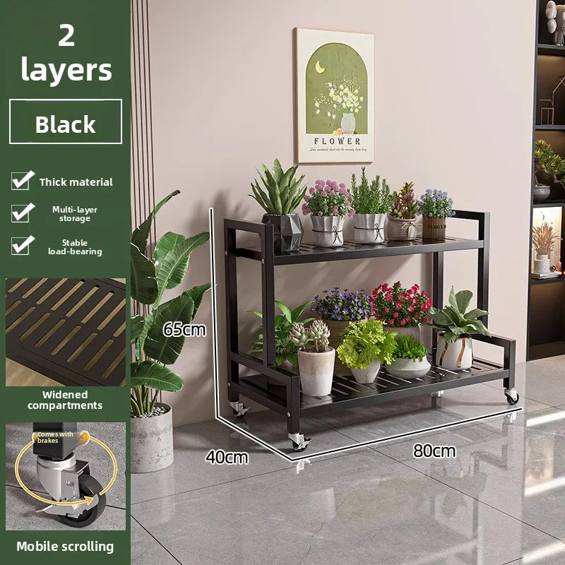 Wrought Iron Multi-Layer Plant Stand | Floor Flower Rack