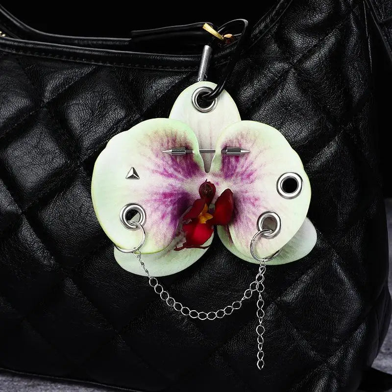Phalaenopsis Flower Keychain – Floral Backpack Charm Gift