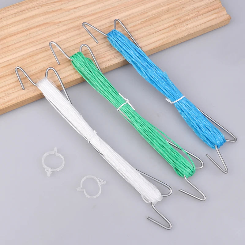 10Pcs Plants Hooks Clips With 10M Rope + 20 Clips J Hooks Clips Set Tomatoes Growing Hooks Clips For Tomato Grape Pepper Peaceful Pleasures Health and Wellness
