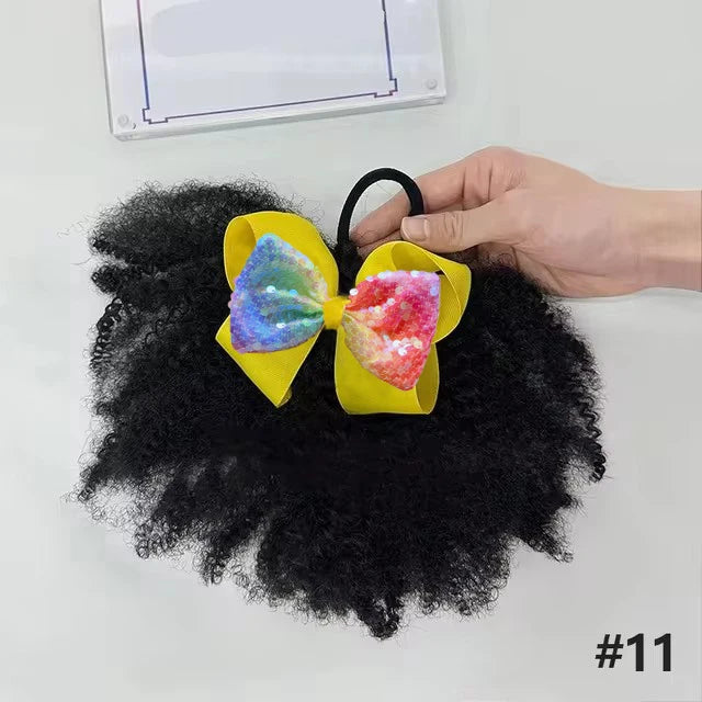 2pcs/pack Soft cute 4inch puff elastic band twist ponytail go afro kinky marley bouncy feel like natural human for baby girls Peaceful Pleasures Health and Wellness Large colors 11 CN