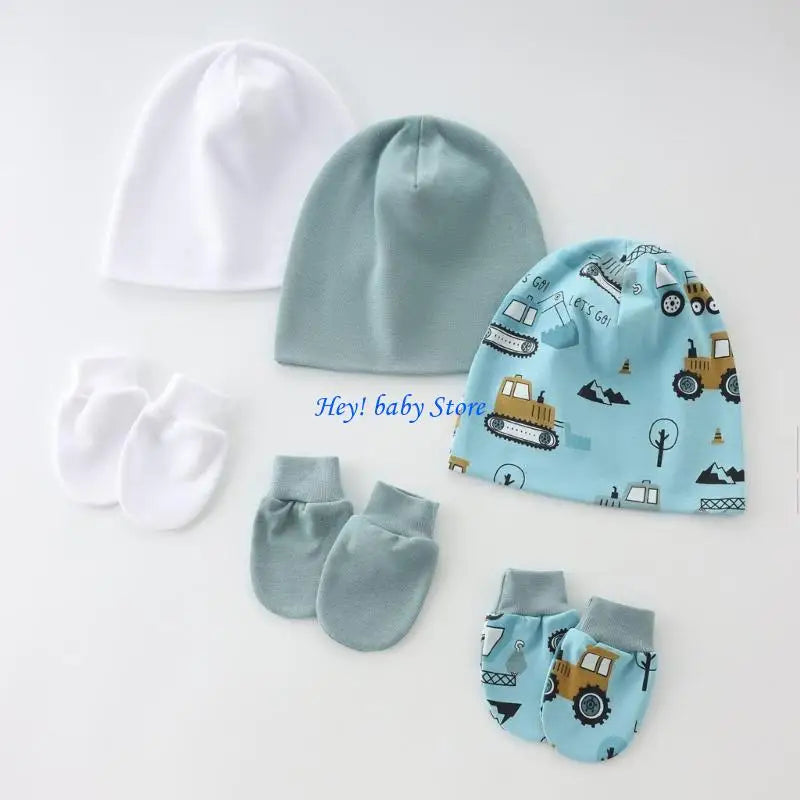 Newborn Baby Hat & Mittens Set | Soft Cotton, 0–3 Months