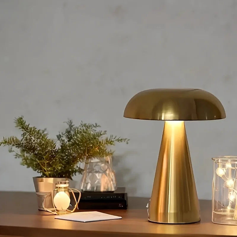 Retro Mushroom LED Table Lamp Touch Sensor Bedside Lamp Rechargeable Reading Lights For Bedroom Restaurant Bar Decor Lighting Peaceful Pleasures Health and Wellness