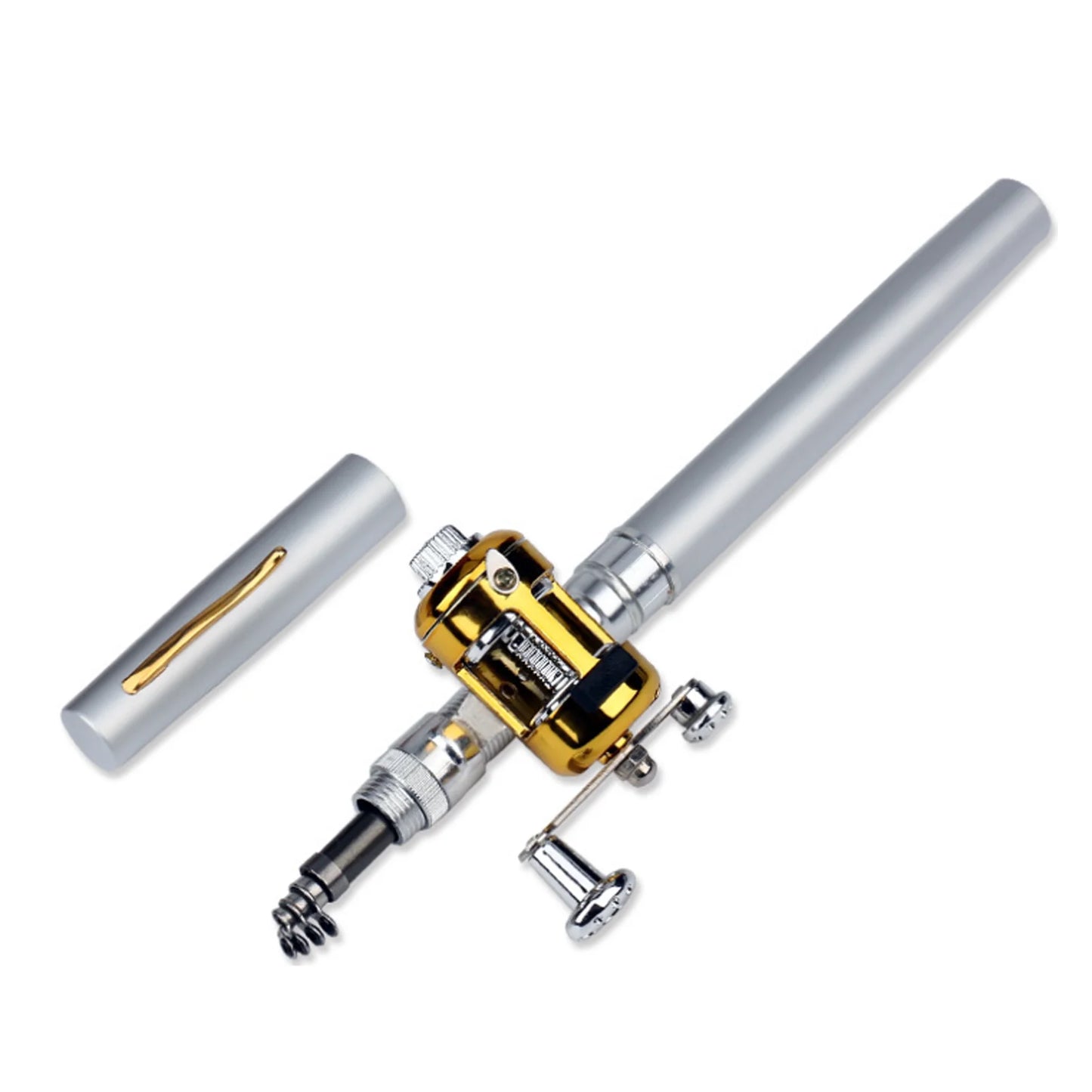 Mini Aluminium Alloy Lure Fishing Rods Stable Lightweight Durable Fishing Pole Rod for Freshwater Saltwater Fishing Peaceful Pleasures Health and Wellness Silver