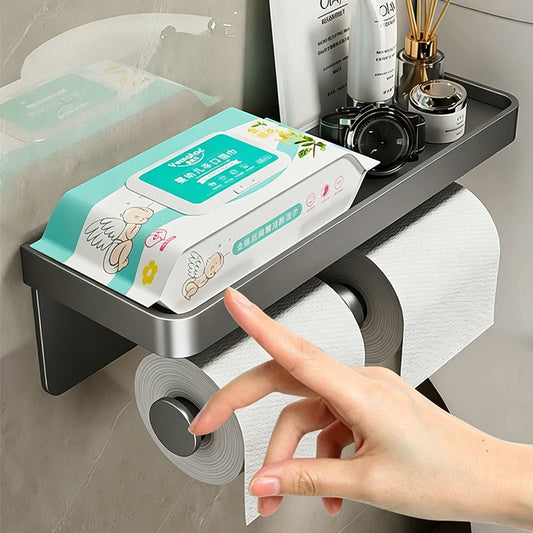 No-Drill Wall-Mounted Aluminum Toilet Paper Holder Toilet Paper Holder Peaceful Pleasures Health and Wellness