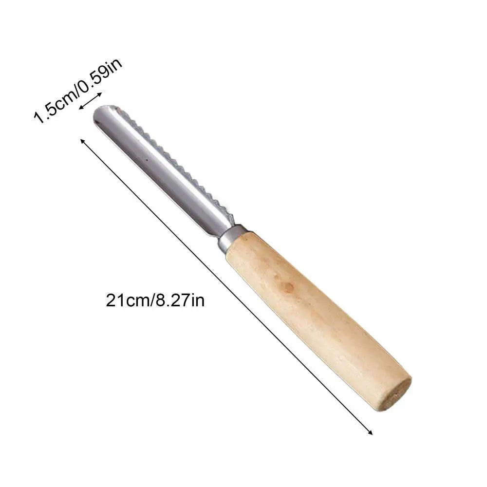 Stainless Steel Apple Corer with Wooden Handle Vegetable Fruit Corer Pear Pitter Anti-Slip Kitchen Corer for Fruit Slicing Peaceful Pleasures Health and Wellness Beige CN
