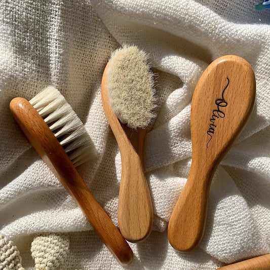 Personalized Engraved Wooden Baby Hairbrush | Newborn Gift Baby Keepsake Gift Peaceful Pleasures Health and Wellness